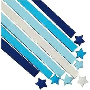 540 Sheets Blue Lucky Star Paper, 4 Blue Color Strips Double Sided Decoration Folding Origami Paper for DIY Hand Art Crafts, School Teaching Supplies