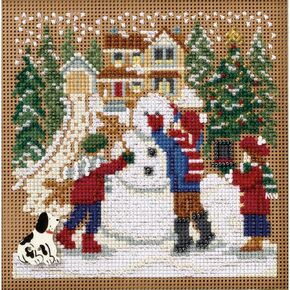 Mill Hill Buttons & Beads Counted Cross Stitch Kit 5"X5", Snow Day Winter (14 Count)