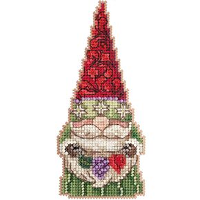 جنوم مع الحلي يحسب Cross Cross Stitch Mill Hill Hill 2022 Jim Shore Santa Gnomes JS202215 ، Multicolor