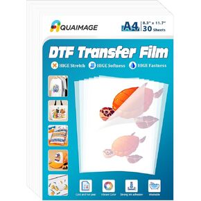 DTF Transfer Movie A4 (8.3 "× 11.7" بوصة) 100 ورقة من اللامعة على الوجهين ، فيلم DTF للاشمئزاز أو طابعة الحبر DTF ، مباشرة إلى ورقة نقل الأليف للفيلم لفصاة T Hirts Textile