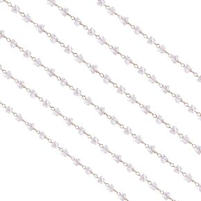 1 Strand 2m Handmade Chains Beaded Chains Unwelded Brass Zircon Chains for Necklaces Bracelets Jewelry Making (78.74 Inches)