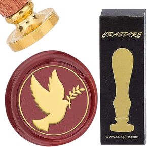 CRASPIRE Dove of Peace Wax Seal Stamp Pigeon 25mm Vintage Sealing Wax Stamps Removable Brass Head with Wooden Handle for Wedding Birthday Christmas New Year Party Envelopes Invitations Gift Packing