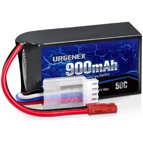 Urgenex 11.1v 900mah Lipo بطارية 3S 50C معدل تفريغ عالية RC مع حزمة بطارية RC مع قابس JST قابلة لإعادة الشحن لسباق RC Airplane Drone Helicopter Quadcopter Micro FPV RC Truck Car Boat
