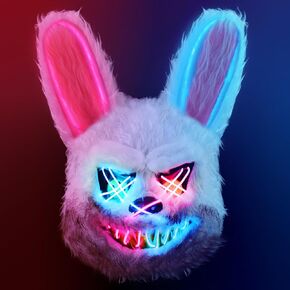Purge Mask Light Up ، LED SCARY FURRY BUNNY MASK Bloosh Plush Creepy Cosplay Coleday Costumes