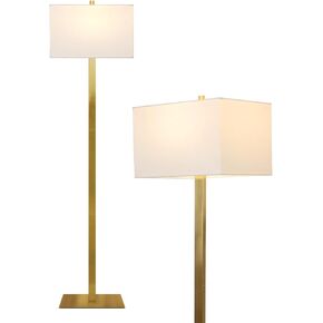 Brightech Stella Midd Century Modern Dacking Lamp ، مصباح معاصر لغرف المعيشة والمكاتب ، مصباح أرضي LED للقراءة والعمل ، مصباح طويل طويل القامة مع قاعدة ثقيلة لديكور غرفة المعيشة - نحاس