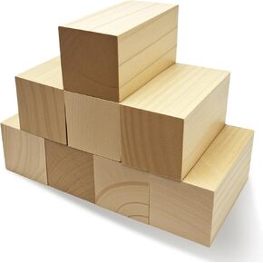 Cheardia 8 Pack Wood Blocks للنحت ، 4 × 2 × 2 بوصة كتل خشبية غير مكتملة - نحت وفراغات خشبية للبالغين والمبتدئين