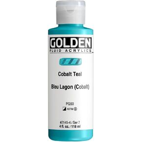 Fluid Acrylics by GOLDEN, Cobalt Teal, 4 fl. oz. Bottle, Professional Acrylic Paint, Semi-Opaque
