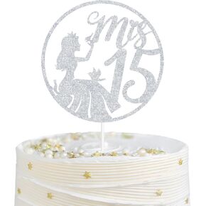 Mis Quince 15 Cake Topper ، Mis Quince Años ، Feliz 15 Años ، ديكور عيد ميلاد 15 ، زخارف حفلة عيد ميلاد سعيدة للفتيات ، بريق فضية