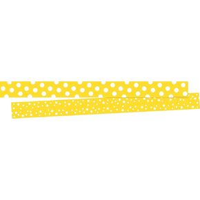 Barker Creek Double-Sided Border 2-Pack, Dot to Dot Lemon, Trim Out Bulletin Boards and Create Colorful Displays with 70' of Designer Double-Sided Border, 3" x 70' (4440)