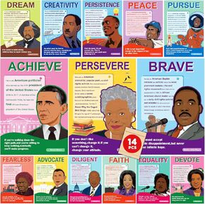 Wiooffen 14Pcs Black History Month Posters Classroom Decoration African American Inspirational Art Posters for Middle School High School Classroom Library Office History Classroom Decor Homeschool