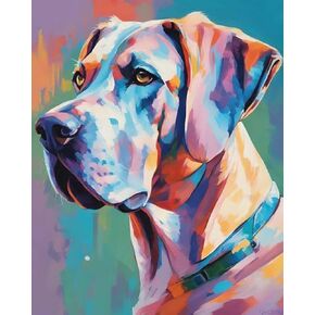 Qaceyid DIY Paint بأرقام للبالغين Great Dane Dog Diy Painting by Number kits paint paint drawing canvas gift home ، 40x50cm بدون إطار