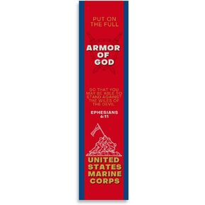 Christian Military Bookmark Packs U.S. Marine Corps with Bible Verse Ephesians 6:11 | Put on The Full Armor of God (Single)