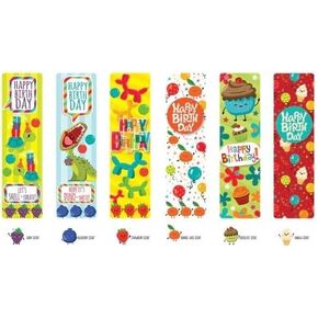 Raymond Geddes Scented Birthday Bookmarks (48 Per Pack) - Sweet Scented Bookmarks for Kids with 6 Different Designs - Fancy Bookmarks