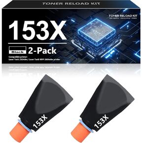 2 Pack 153x W1530x Toner متوافق 153x أسود حبر حبر العناوين العالية البديل لـ HP 153x 153a Laser Tank 1504 2504 Series ، MFP 1604 2604 Series Printer | خالية من الخرطوشة