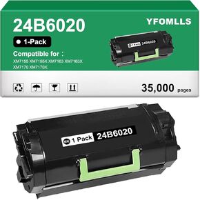 استبدال 24B6020 خرطوشة الحبر متوافقة مع Lexmark 24B6020 لطابعات XM7155 XM7155X XM7163 XM7163X XM7170 XM7170X (1 حزمة ، 35000 صفحة)