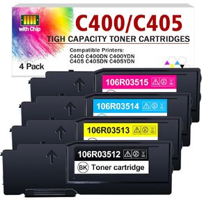 خرطوشة الحبر C400 لـ Xerox Versalink C400/C405،4800 ~ 5000 صفحات 106R03512 106R03513 106R03514 106R03515 خراطيش حبر عالي العائد لمجموعة C405/YDN C400/DN (4 Pack)