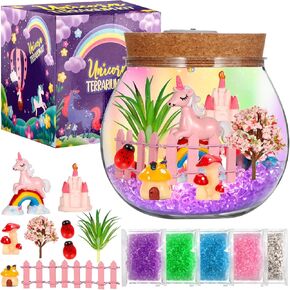 مجموعة Atonofun Unicorn Terrarium Crafts مع LED Night Light - DIY Arts & Crafts مجموعة للأطفال الذين تتراوح أعمارهم بين 4-12
