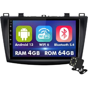 9-Inch IPS Touchscreen Android 10 Car Stereo for Mazda 3 2010-2013 with Wireless CarPlay & Android Auto 2+32GB Car Radio, Support GPS, WiFi, Bluetooth, FM Radio, Backup Camera, SWC, Dual USB, AUX-in