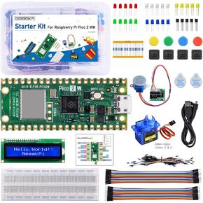 طقم بداية Geeekpi لـ Raspberry Pi Pico 2 W (شملت) ، وذراع مزدوج Cortex-M33 و Dual Hazard3 RISC-V Microcontroller ، مع تعليمي مفصل ، 160 عنصرًا ، 9 مشاريع ، رمز Python C.