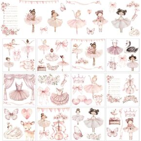 Glenmal 12 Sheets Rub on Transfers for Crafts and Furniture Ballerinas Goose Rub on Transfer Sticker 7 x 8 Inch Vintage Furniture Decals for Home Paper Wood DIY Craft(Goose)