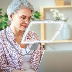 Large Hands Free Magnifying Glass with Light 50 Ultra-Bright LEDs Neck Magnifying Glass with Light Horizontal and Vertical Screen with Flexible Gooseneck for Reading Books Working Sewing and Seniors