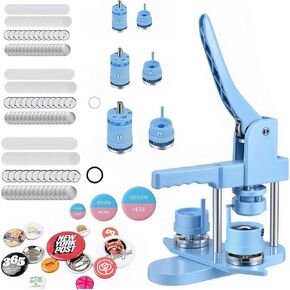 Mryitcal Button Maker Machine Multiple Sizes, 1''+1.25''+2.25'' Pin Maker Button Press Machine W/300 Sets Metal Pinback Button Making Supplies, Badge Button Machine for DIY Photo Badge, Party Favors