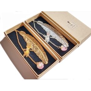 2pcs مرجعية للريش المعدنية عتيقة مع قلادة Dragonfly ، وعلامات قراءة الطالب ، وتقدير المعلم ، عيد ميلاد عيد ميلاد جميلة للنساء القراء