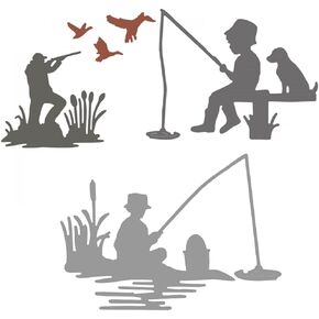 3PCS/Sets Dies Fishing Dogs Birds Metal Cutting Dies for DIY Scrapbooking Paper Crafting Grasses Embossing Stencil Die Cuts Punch Template Mould Handmade Crafts Scrapbooking Supplies Album Decor