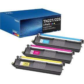 TN221 TN225 Toner Cartridges High-Yield Compatible with HL-3140CW, HL-3150CW, HL-3170CDW, HL-3142CW, HL-3152CDW, HL-3172CDW，HL-3180CDW, MFC-9140CDN Printers (4 Pack, BK/Y/M/C) in Kuwait
