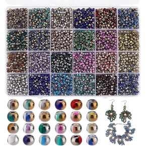 PH Pandahall 3408pcs حبات بذرة زجاجية 24 ألوان 6/0 حبة صغيرة 4 مم حبات صغيرة نصف مذهب/فضي حبات كريستال من أجل المجوهرات صنع قلادات الصداقة