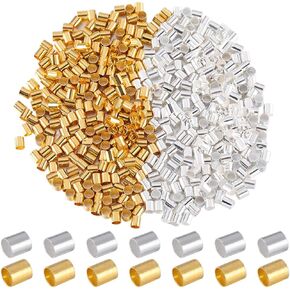 1 صندوق 2000pcs تجعيد أنبوب الخرز 3 مم حبات سدادة الحبال المعدنية كبسولات الذهب