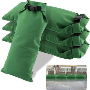4Pcs Flood Prevention Sandbags, Flood Water Barrier Sand Bags with Buckle Reusable, Sandless Sand Bags for Rain Protection for Garage & Basement(Green,Size:2.3feet)