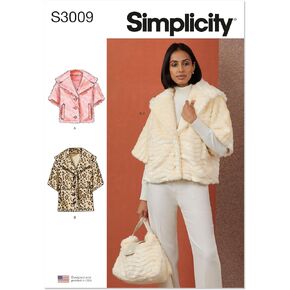 Simplicity SS3009H5 يغيب عن سترة الفراء المبطنة بالكامل وحزمة خياطة الأكياس ، رمز التصميم S3009 ، الأحجام 6-8-10-12-14 ، متعدد الألوان ،