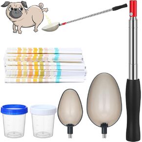 Nuanchu 4 Pcs Dog Urine Collection Kit Includes Pet & Cat Telescopic Urine Sample Collection, Pee Test Strips, Reusable Spoons and Cups for Veterinary Supplies