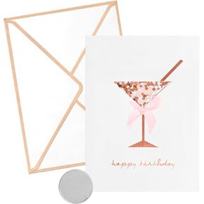 GIFTING GIGGLES Happy Birthday Card for Women - Best Friend, Sister, Mother, Daughter, Grandma - Bday Cards for her Pop Out 3D Martini Glass | 21st 25th 30th 40th 50th 60th 70th 80th