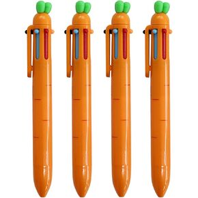 4 Pcs Multicolor Ballpoint Pen 6-in-1 Retractable Pen Cute Carrot Pen Cartoon Carrot Gel Ink Pen for Office School Supplies Kids Boys Women Men Pens (4Pcs Carrot)