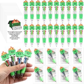 24 مجموعة هدايا Proper Pens Multiclor Point للطلاب ، 4 في 1 الأقلام مع بطاقات الدعم العاطفية لنهاية العام من هدايا الطلاب من السنة الدراسية من المعلم (Star)