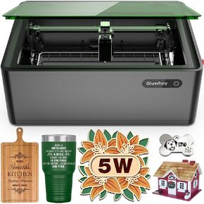 Gluwphy Laser Engraver Machine 20000mW(20W) Enclosed Diode Laser Cutter for Beginner, Class 1 Safety Laser Engraving Machine for Wood, Metal, Acrylic, with Air Assist, Honeycomb, Air Filter, Black
