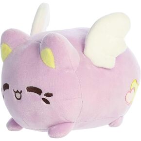 Aurora® Enchanting Tasty Peach® Candy Heart Meowchi محشو بالحيوان - تصميم مشرق وملون - عرض فخم - لافندر 7 بوصات