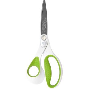 Westcott 8.5" Power Pivot Titanium Bonded Soft Handle High-Leverage Crafting and Fabric Scissors, White