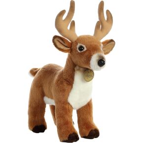 AURORA® رائعتين Miyoni® Deer Potched Animal - التفاصيل النابضة بالحياة - الرفقة العزيزة - بني 14 بوصة