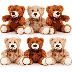 Libima 6 PCS Operation Valentine Day Bear Bear Plush Plush Toys 14 Int Soft Plush Dolls Bear Eleming and Play Toys لزخارف الطفل الفتاة ، البني ، الكاكي