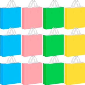 Eersida 48 PCS Easter Plastic Shopping أكياس مع مقبض 10 × 13 '' أكياس هدايا الباستيل للأعمال التجارية الصغيرة عيد الفصح ديكور حفلة الربيع