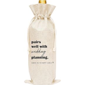 Burlap Wine Bottle Cover Bag For Bridal Shower, Engagement, Bride, Groom, Bridesmaid, Bachelorette Party Favor, 1 Pc