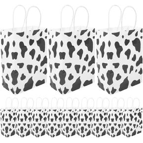 Cow Print Bags Goodie Bag Cow Print 12pcs Cow Kraft Paper Bag Brown Paper Gift Bags Black and White Gift Bags Gift The Cow Cow Print Party Supplies Cow Party Favors