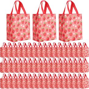 Eccliy 80 Pieces Red Gift Bags Bulk, Reusable Glossy Tote with Handle, Non Woven Heart Goodie Bag for Wedding,Teacher Appreciation Week, Mothers Day Party Supplies,10 x 8 x 4.7 Inch
