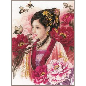 Lanarte Counted Cross Stitch Kits DIY Wall Art Serene Beauty Embroidery Home Decor Set Creative Activities for Adults 12" x 16,4" Art and Craft Supply Gift for Crafters