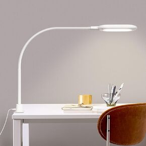 مصباح المشبك المكتبي LED ، طاولة العناية بالعيون ضوء مشرق بما فيه الكفاية لـ 700 Lumen ، 10 واط قابلة للذات و 3 أوضاع ملونة ، مصابيح مكتب اللمس المرنة للمنزل/المكتب/القراءة/العمل (أبيض)