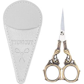 Embroidery&Knitting Scissors Sharp Tip Stainless Steel Scissors for Cross Stitch Cutting Embroidery Sewing Handcraft Craft Art Work DIY Tool(Gold Red)
