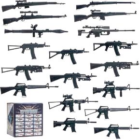 18 Pcs Assembly Rifle Toy Model Action Figure Set AK103, AK74, AKS74, AK47, AK47I, AK47III, M16A1, M16A2, M16A3, M16A4, M16A5, M4A1, Type38, M200, 98K, G43, PRG, SVT-40